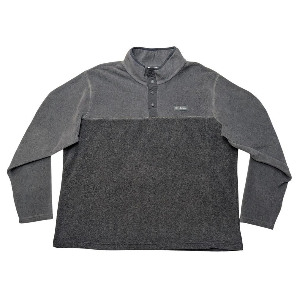 Columbia‎ Fleece Pullover Mens XXL Grey Snap Neck Colorblock Sweater